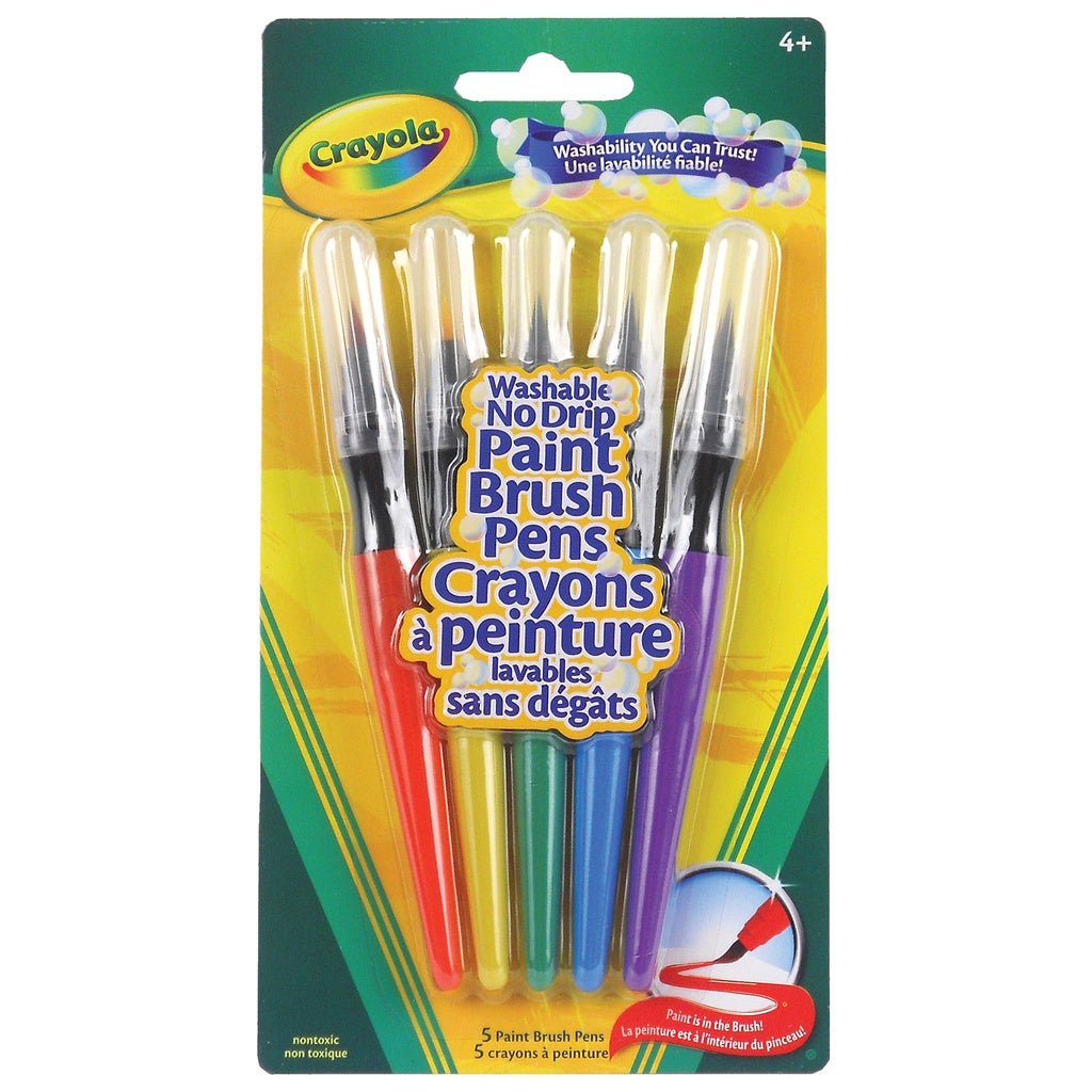 Crayola No Drip Washable Paint Brush Pens, Assorted Colors