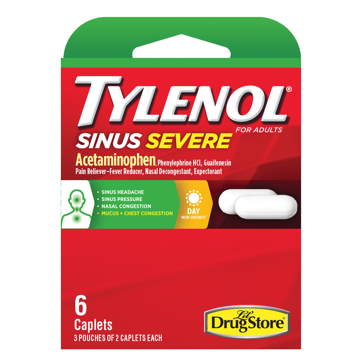 Tylenol Sinus Severe, For Adults, Day, Caplets