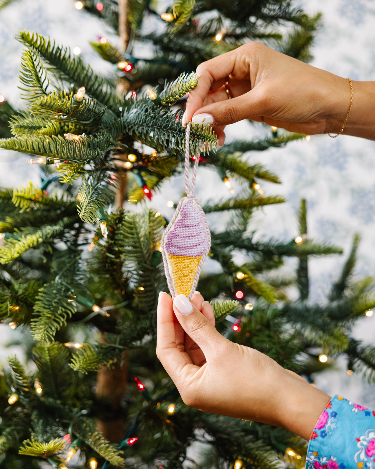 Needlepoint Icon Ornament - Ice Cream Cone