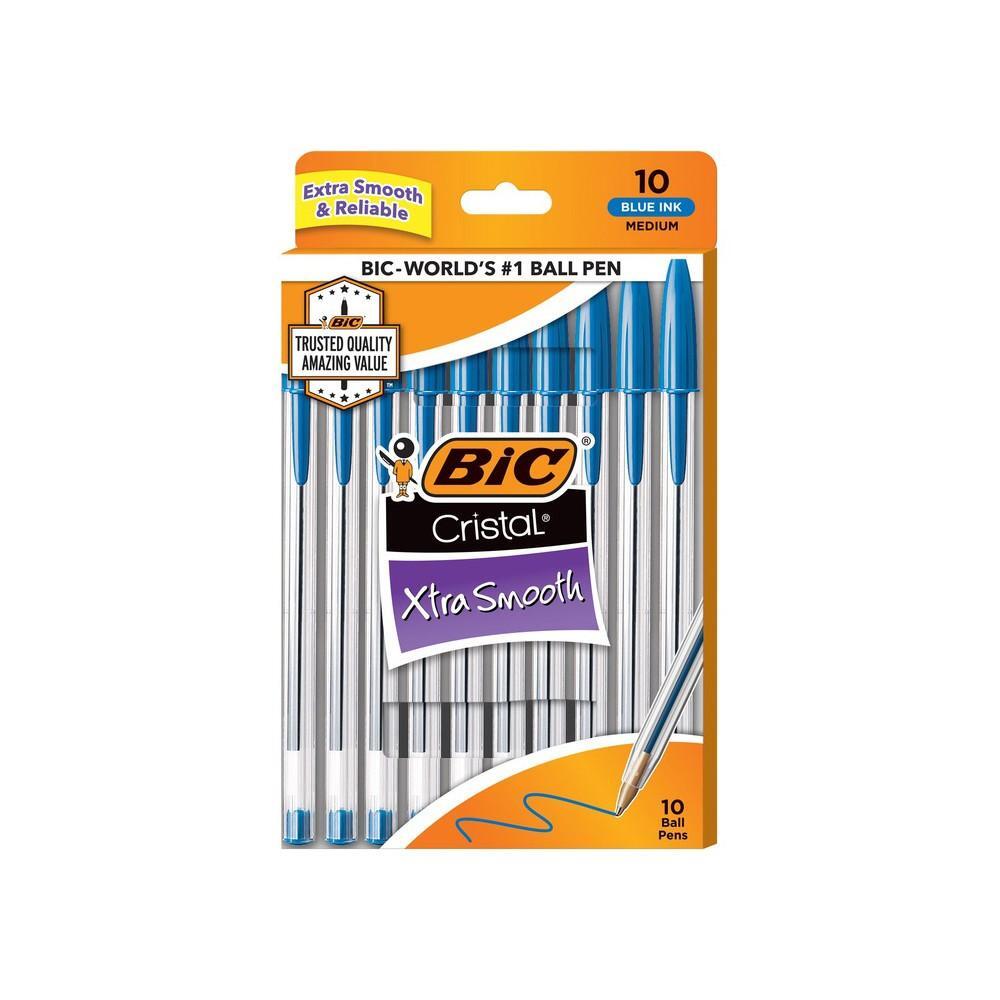 BiC Bi C Cristal Extra Smooth Blue Ink Medium Ball Pens