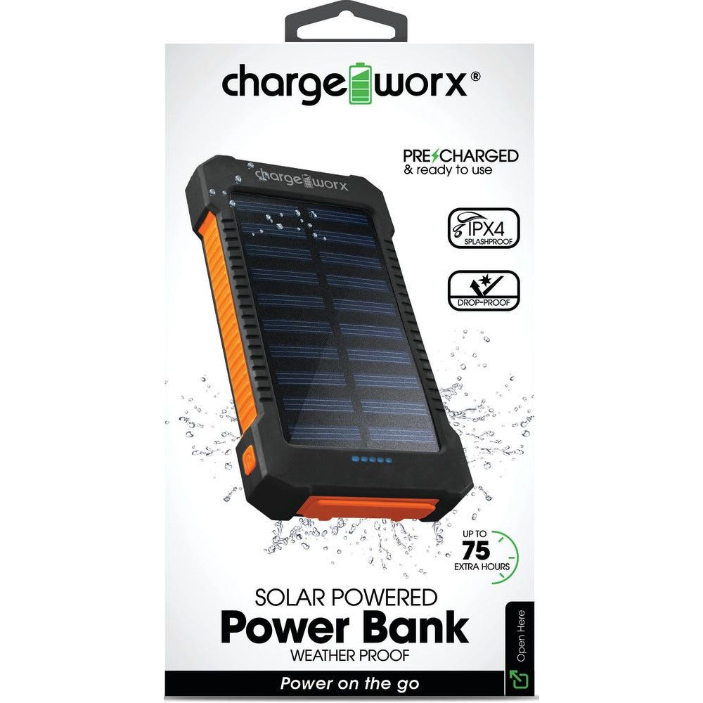 Chargeworx Power Bank 10K Solar, Black