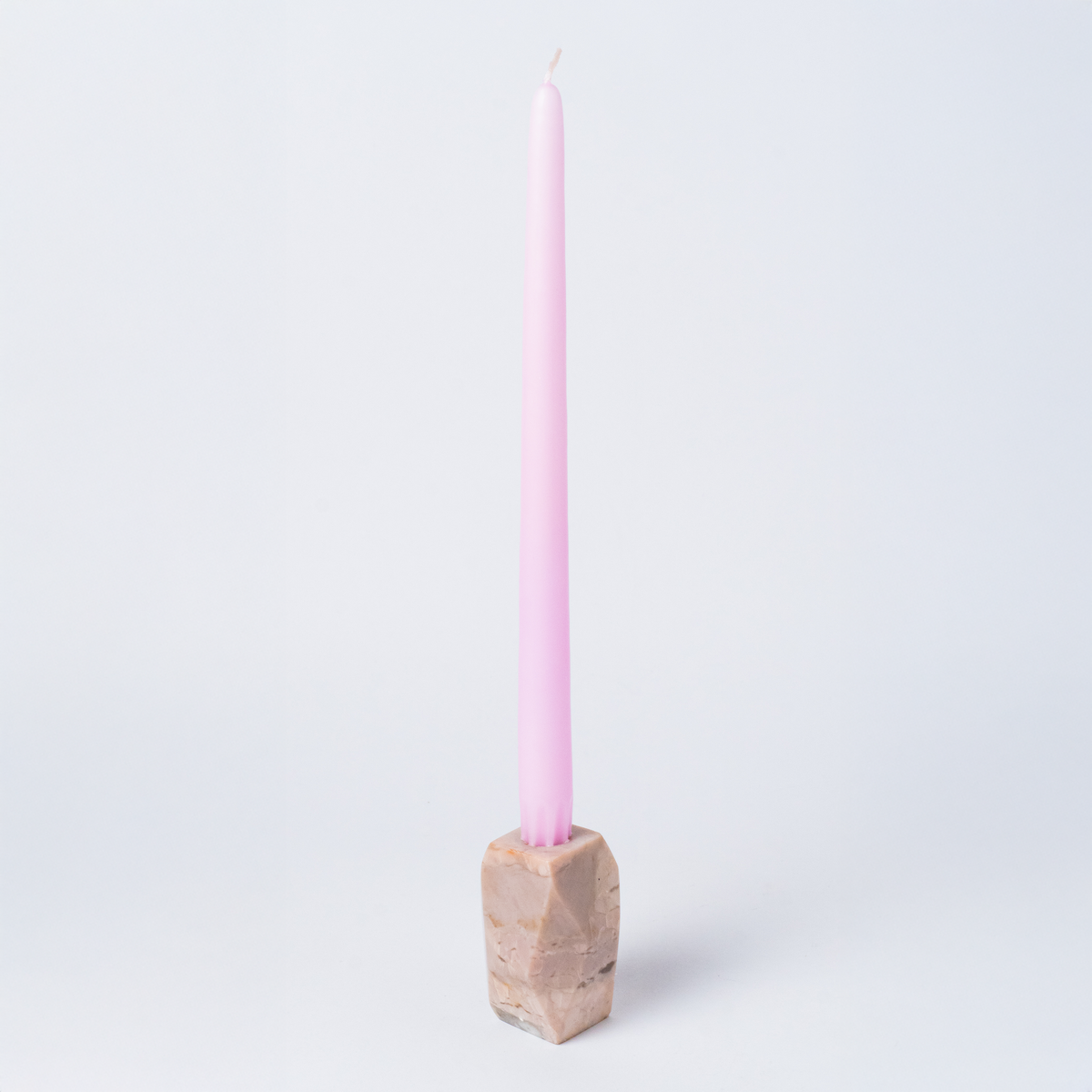 Handcrafted Gemstone Faceted Candelabra - Creamy Soapstone