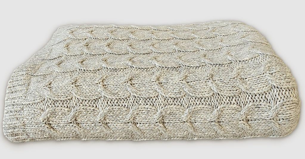 Muru Collection - Pima Cotton & Undyed Baby Alpaca Silver Cable Throw