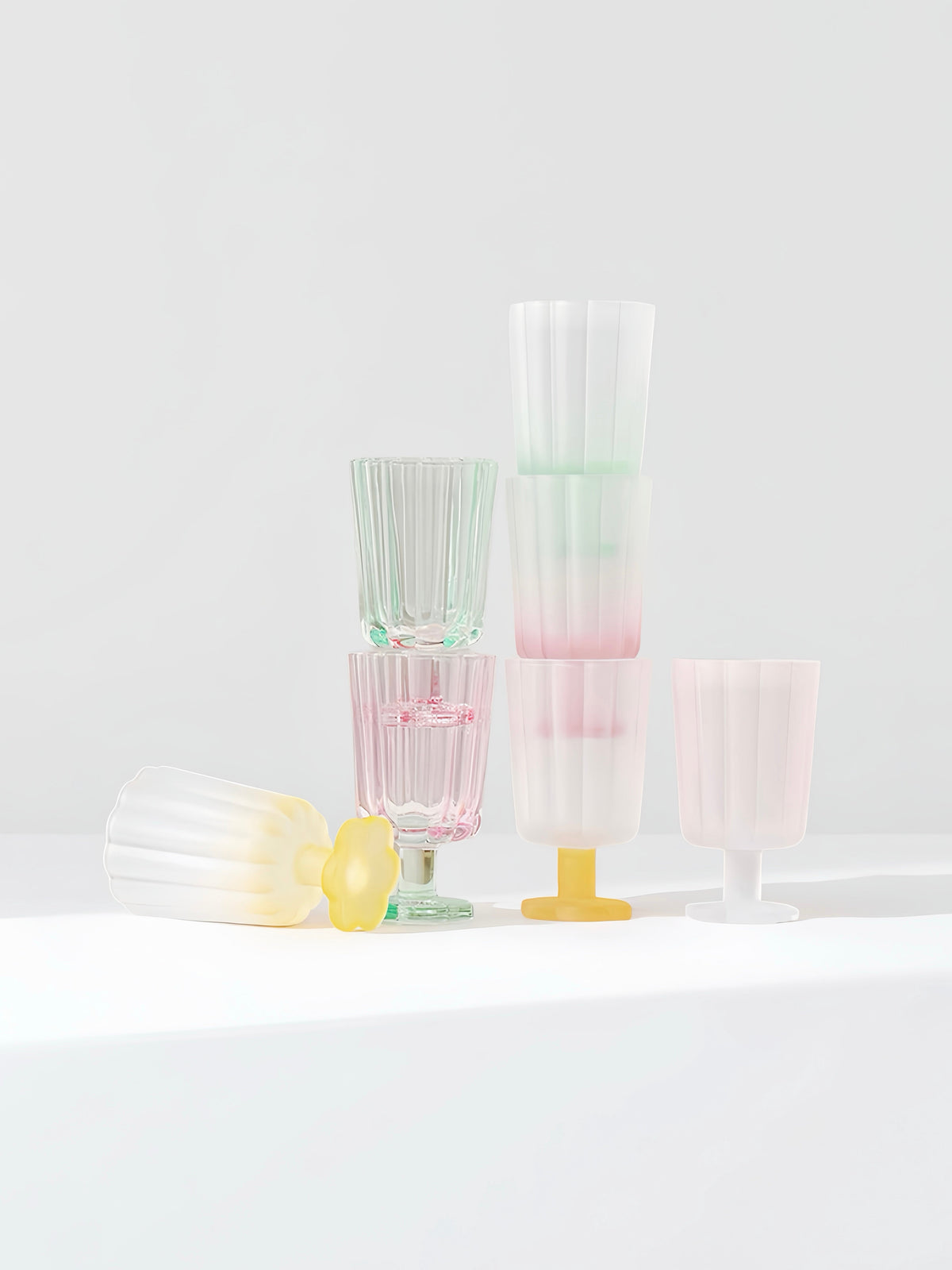 Hand Blown Petal Goblets - Cute Whimsical Colored Wine Glasses
