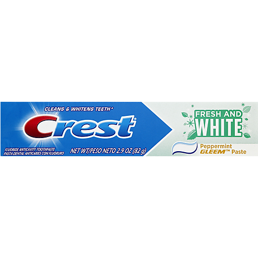 Crest Fresh And White Peppermint Gleem Paste Fluoride Anticavity Toothpaste 2.9 Oz. Box