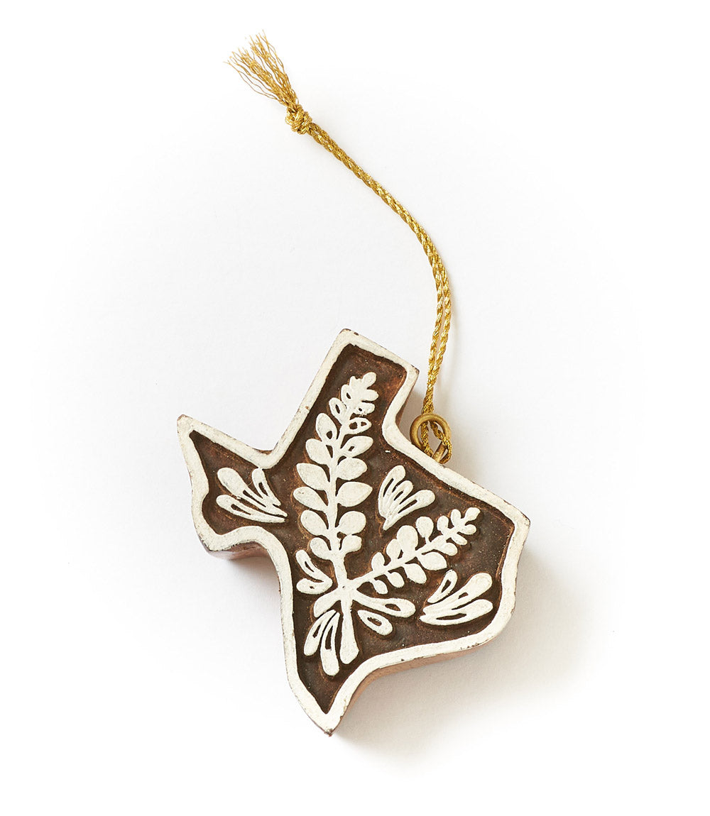 Texas Bluebonnet Ornament - Hand Carved State Flower - Osadia Concept Store