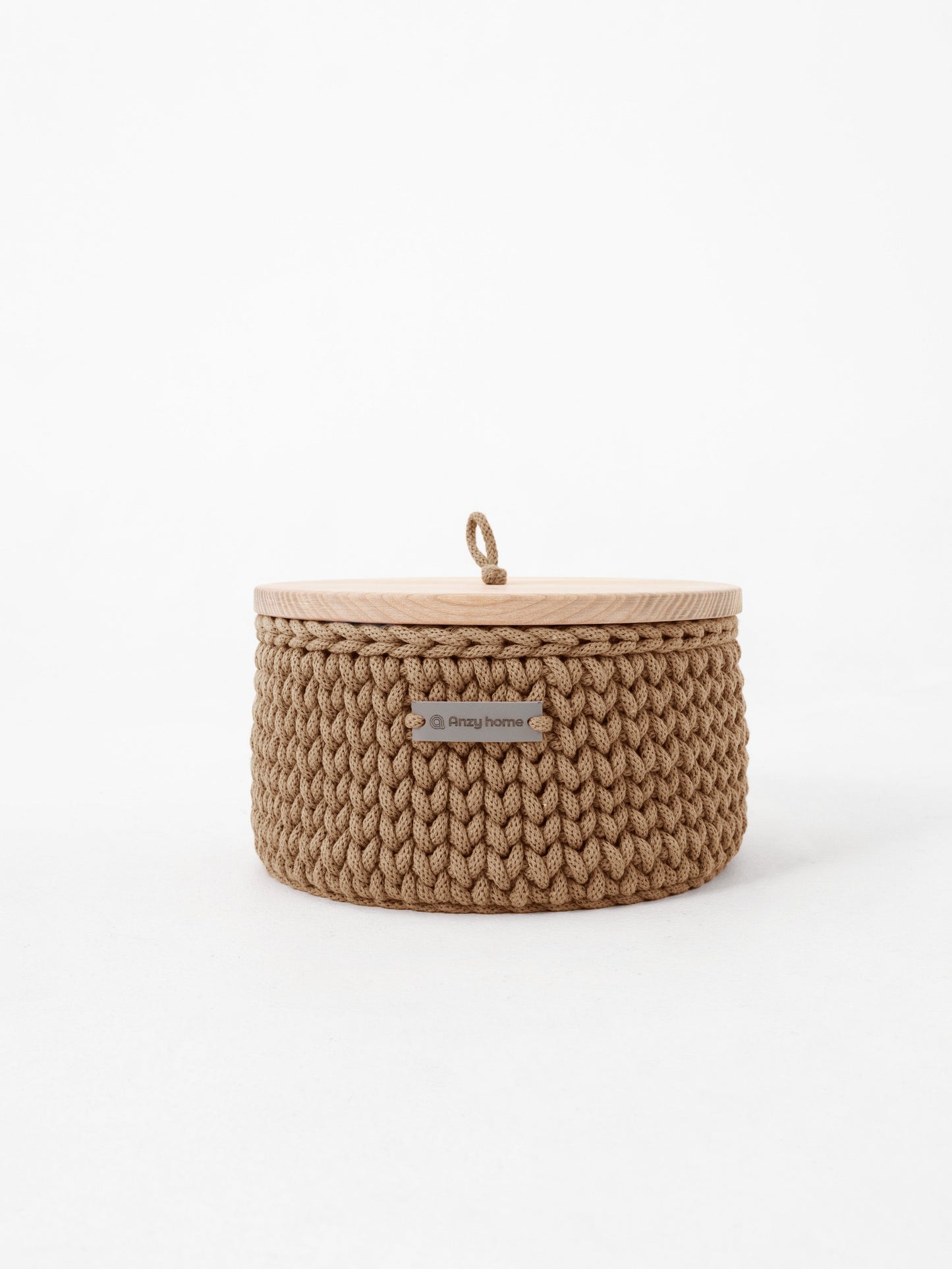 Round Storage Baskets w/ Wooden Lid