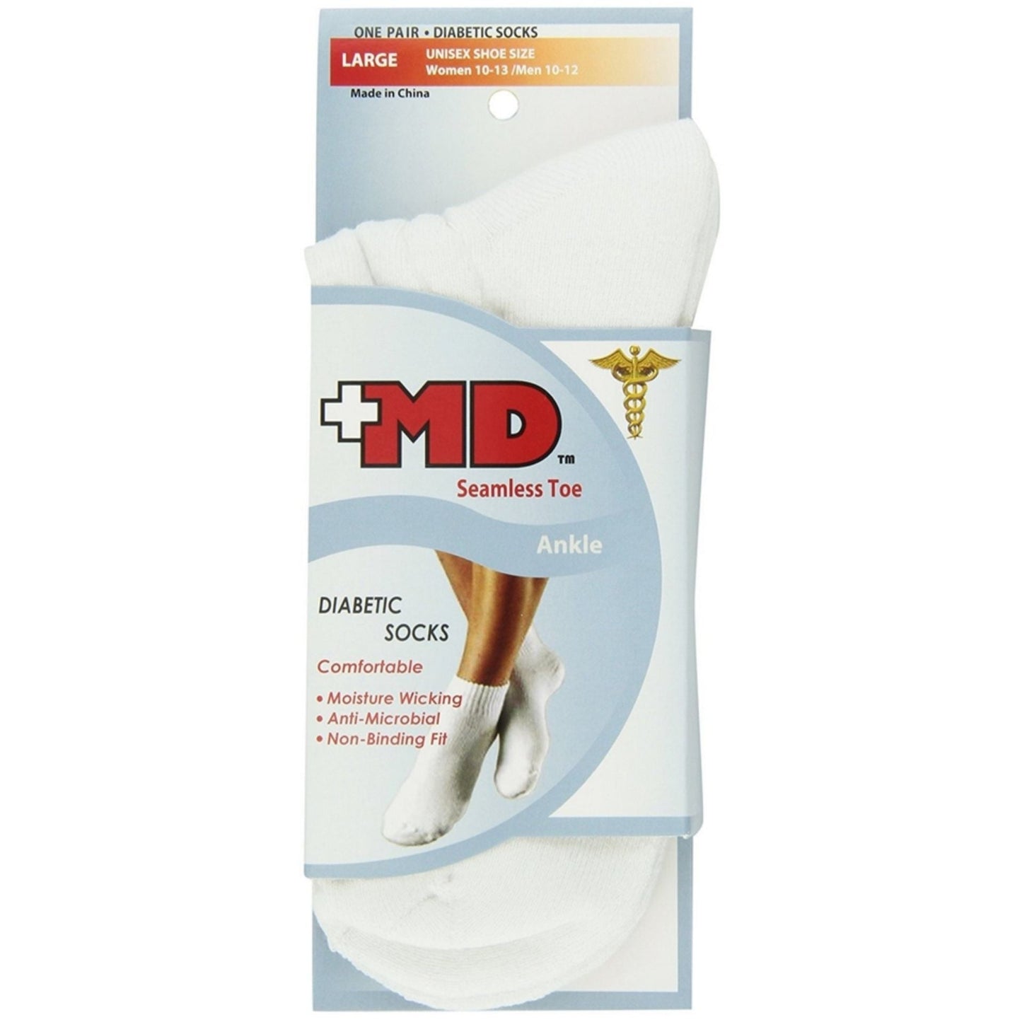 MD Usa Ankle Diabetic Socks, Seamless Toe, Large - Osadia Concept Store