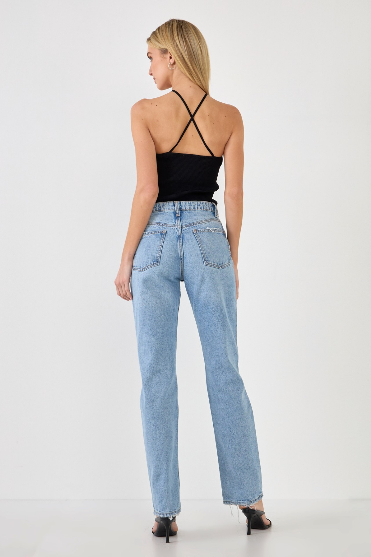 LUZ BLACK Rib Knit Top
