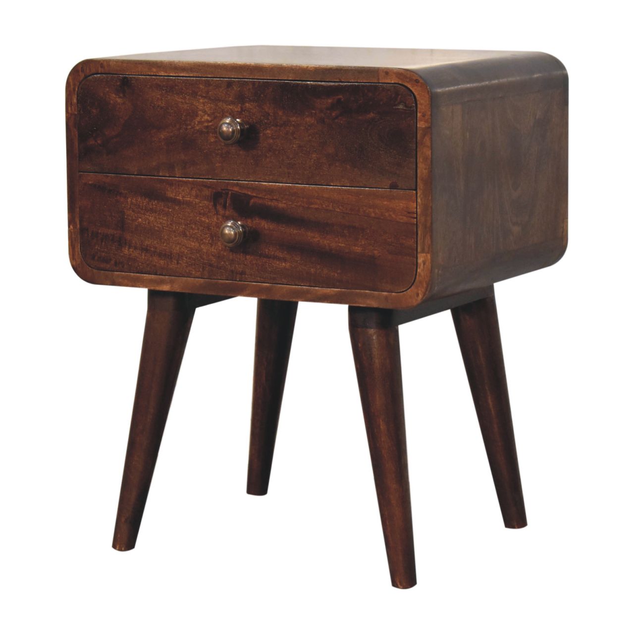Solid Wood Curved California Walnut Nightstand