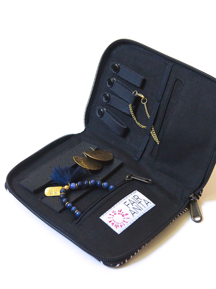 Zip Jewelry Travel Organizer - Geometric Navy