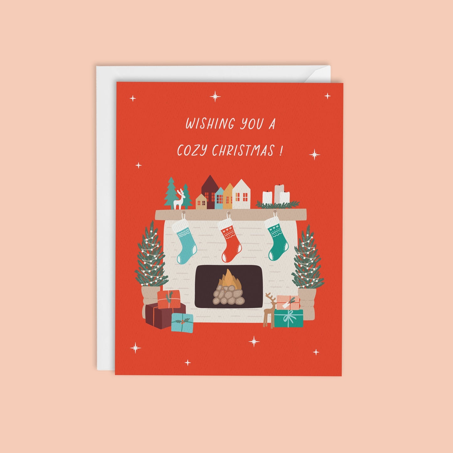 Cozy Fireplace Christmas Card-Boxed Set of 8 cards