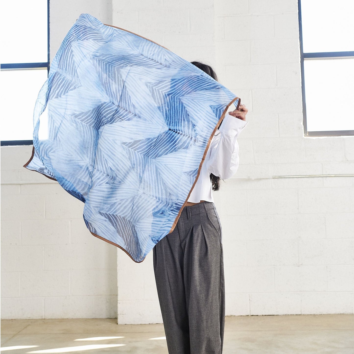 Samu Indigo Hand Printed Shibori Silk Chiffon Scarf