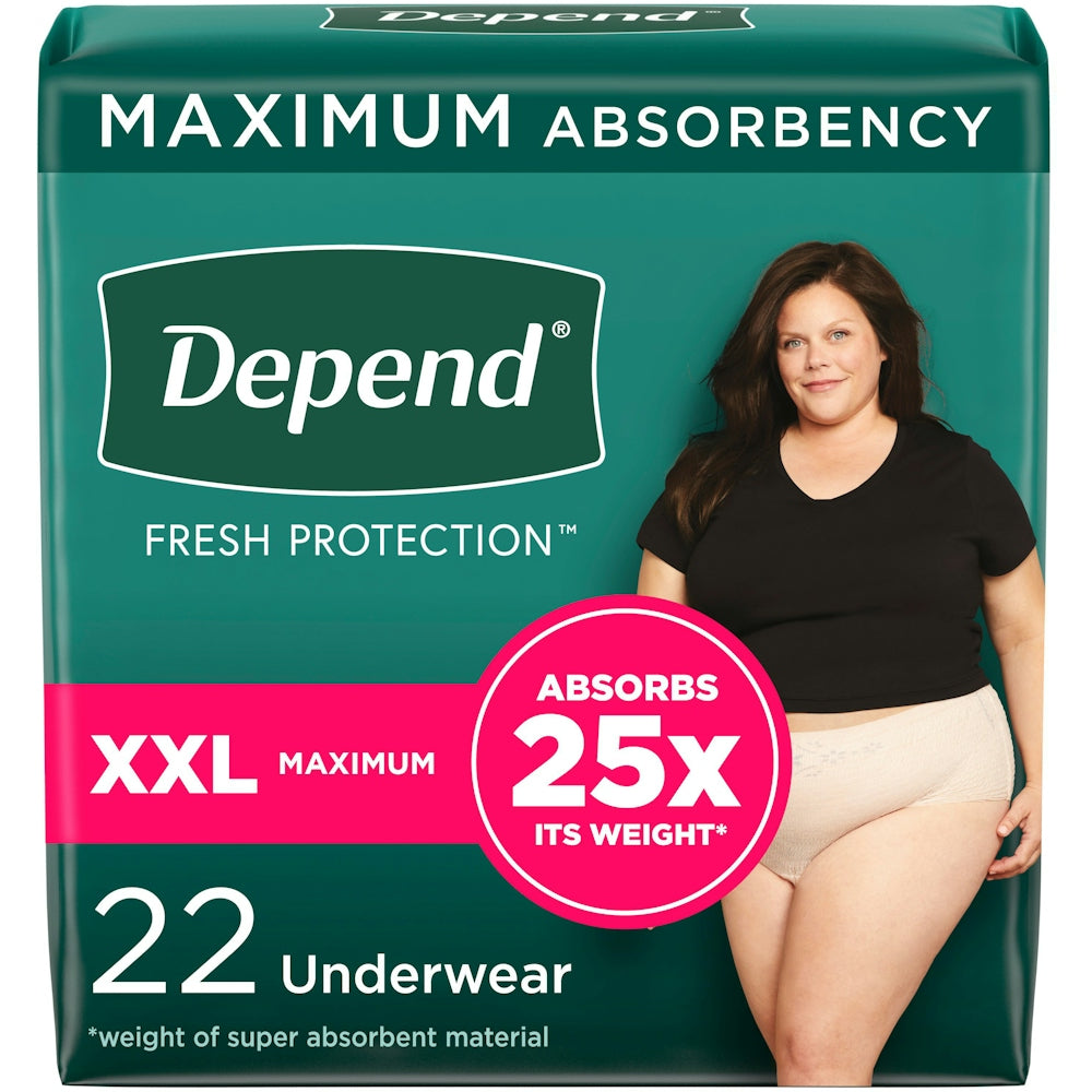 Depend FIT-FLEX Incontinence Underwear For Women - Maximum Absorbency - Blush