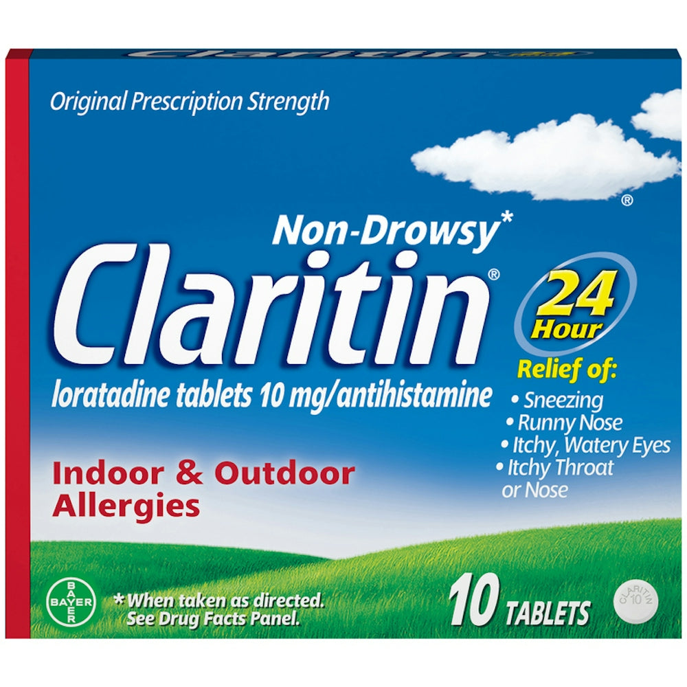 Claritin Indoor & Outdoor Allergies, Non-Drowsy, 24 Hour, Original Prescription Strength, 10 Mg, Tablets