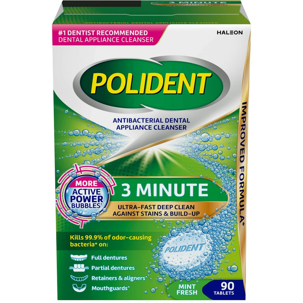 Polident 3 Minute Antibacterial Dental Appliance Cleanser Tablets
