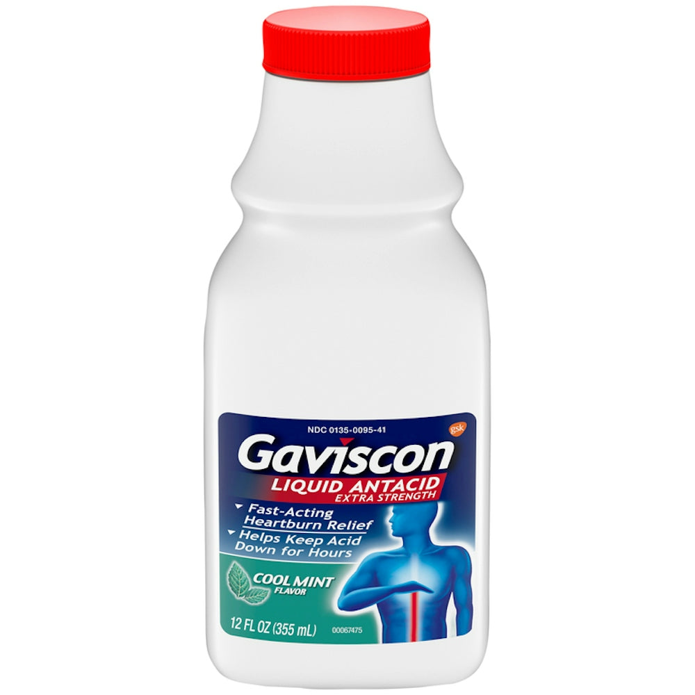 Gaviscon Extra Strength Cool Mint Flavor Liquid Antacid, 12 Fl Oz