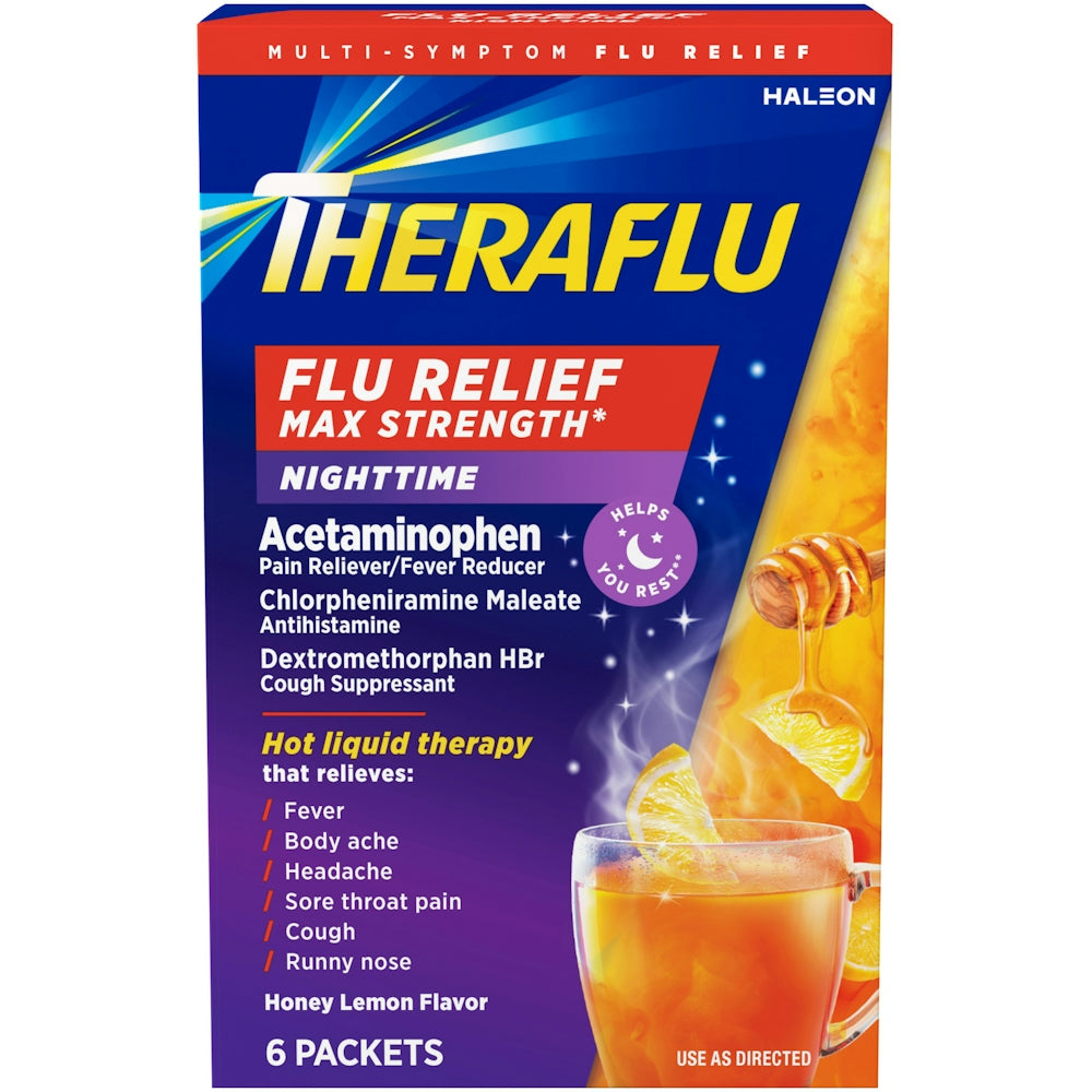 Theraflu Nighttime Max Strength Honey Lemon Flavor Relief