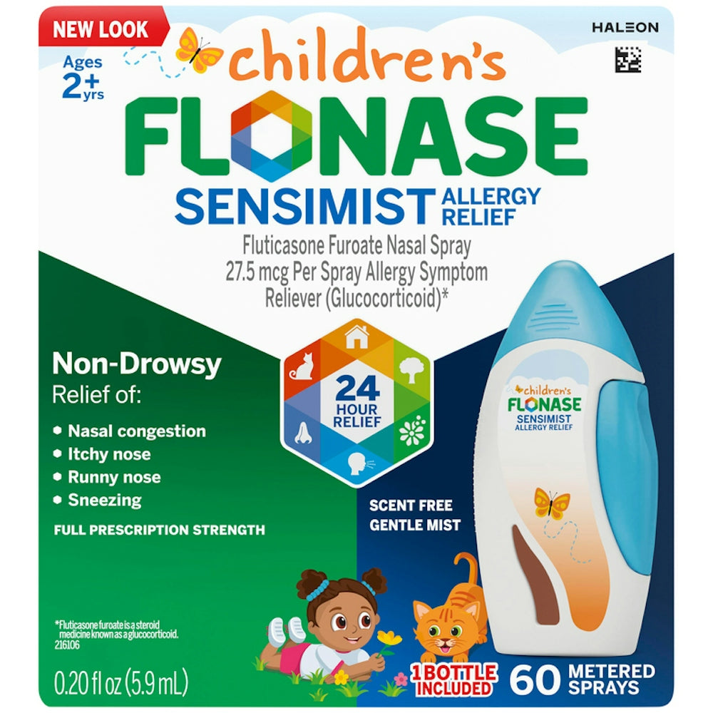 Flonase Children's Sensimist 24hr Allergy Relief Nasal Spray, Gentle Mist, Scent-Free, 60 Sprays