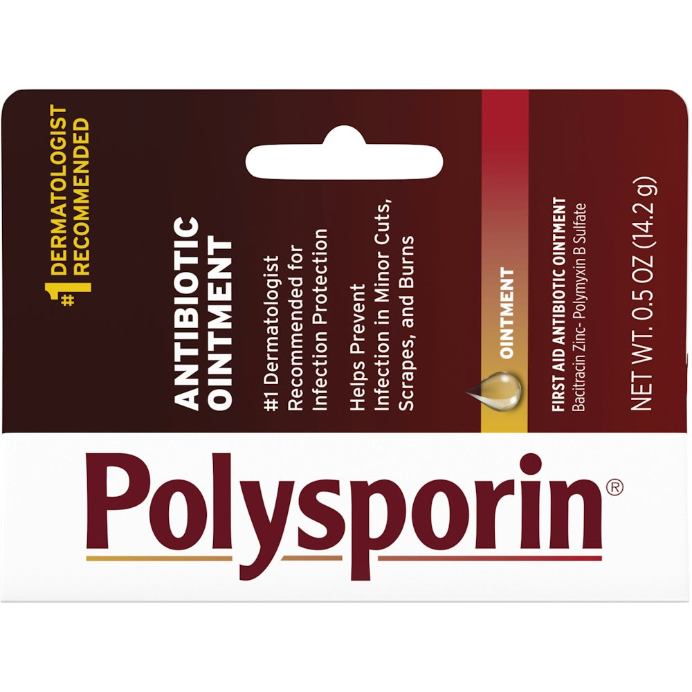Polysporin First Aid Topical Antibiotic Ointment, Travel Size, 0.5 Oz