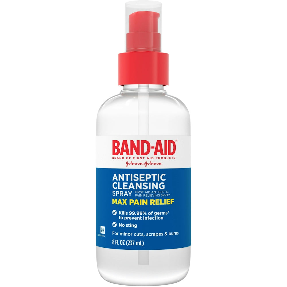 Band-Aid Antiseptic Cleansing Spray, Max Pain Relief 8 Fl Oz