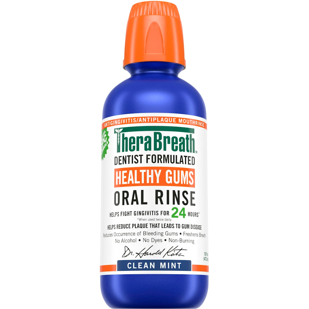 TheraBreath Oral Rinse, Healthy Gums, Clean Mint 16 Fl Oz