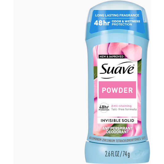 Suave Antiperspirant Deodorant, Invisible Solid, Powder 2.6 Fl Oz