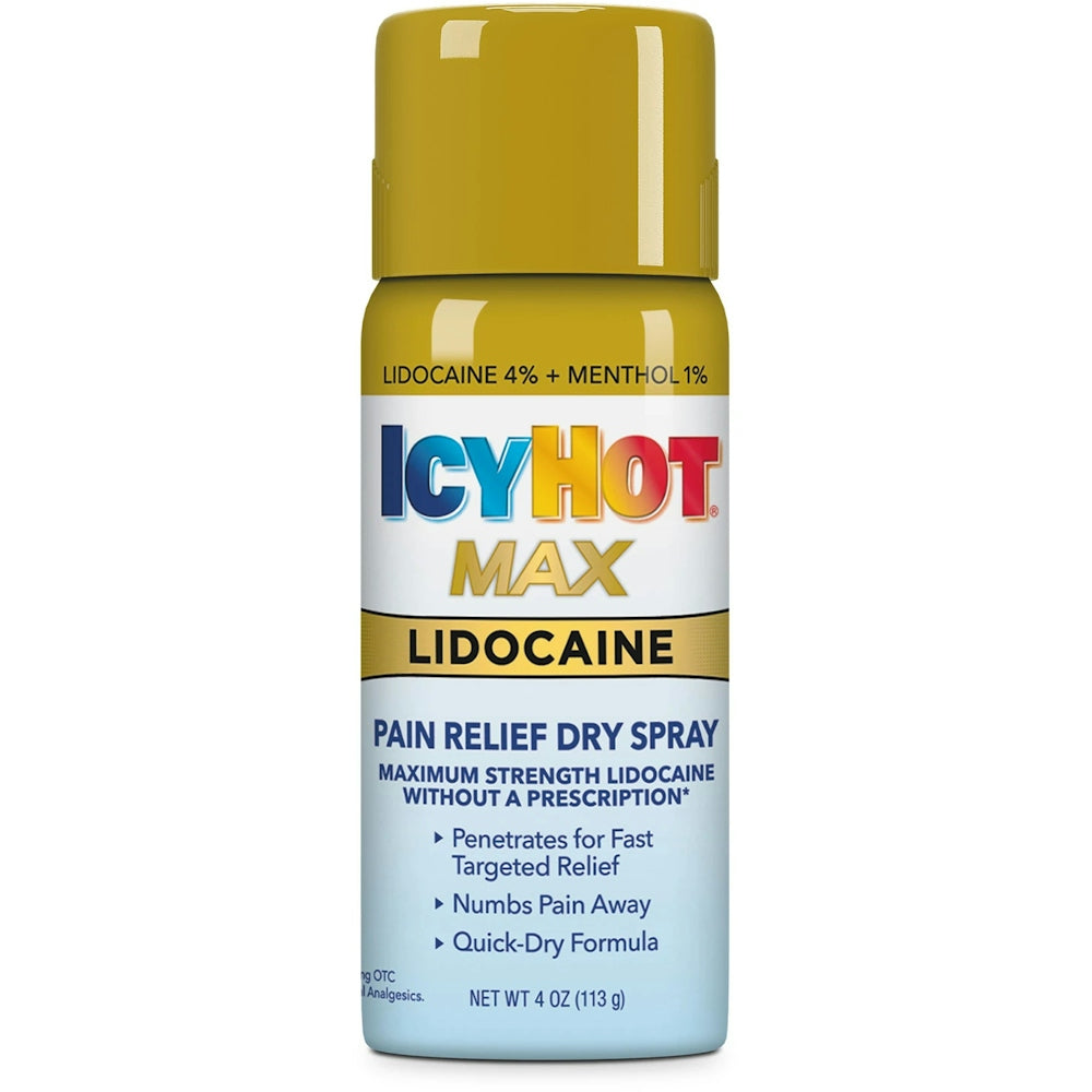 Icy Hot Pain Relief Spray, Dry, Max Strength, Lidocaine, Plus Menthol