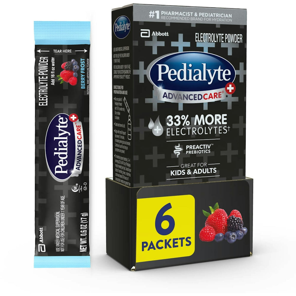 Pedialyte AdvancedCare Plus Berry Frost Electrolyte Powder Packets