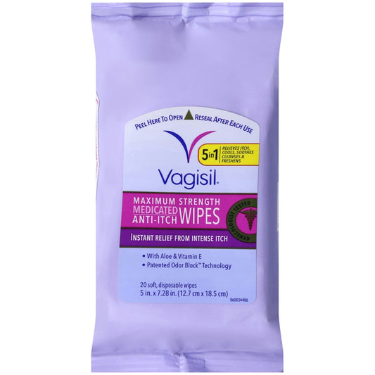 Vagisil Anti Itch Wipes, Medicated, Maximum Strength