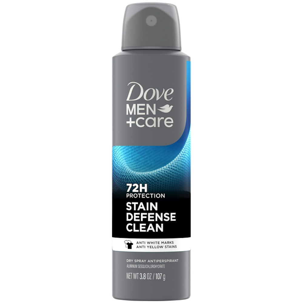 Dove Men Care Stain Defense Clean 72H Dry Spray Antiperspirant Deodorant, 3.8 Oz
