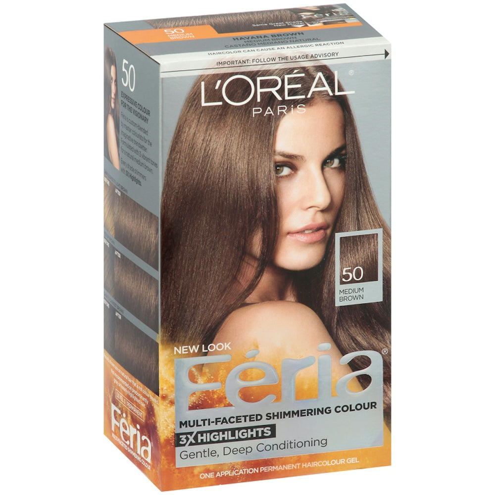 Feria L'Oréal Paris Mult-Faceted Permanent Hair Color - 50 Medium Brown