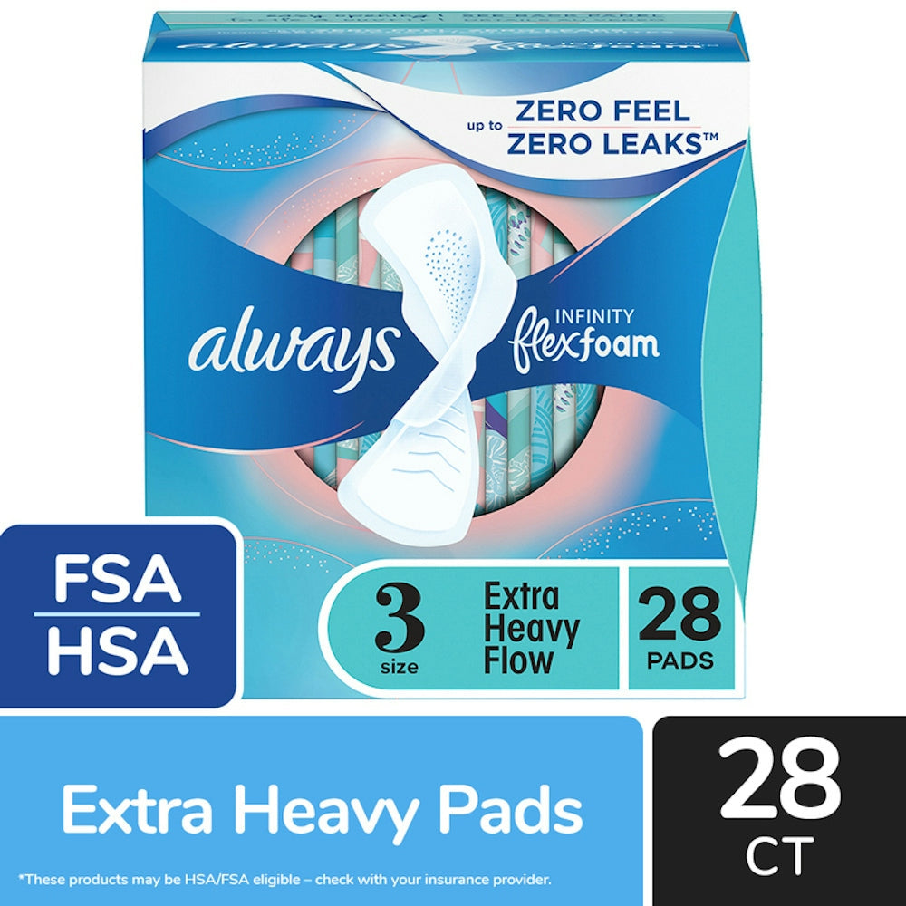 Always Infinity Size 3 Extra Heavy Flow Pads With Wings 28