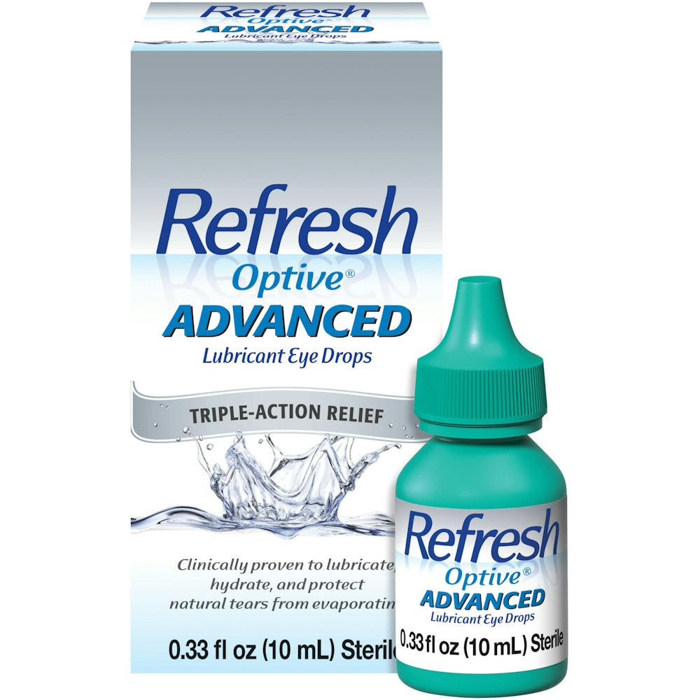 Refresh Optive, Eye Drops, Lubricant, Advanced, Triple-Action Relief, 0.33 Fl Oz