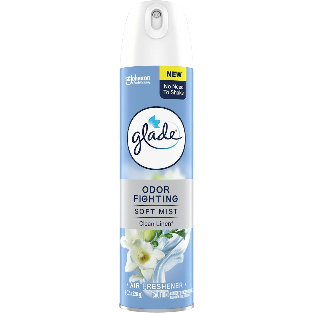 Glade Air Freshener, Odor Fighting, Soft Mist, Clean Linen 8 Oz