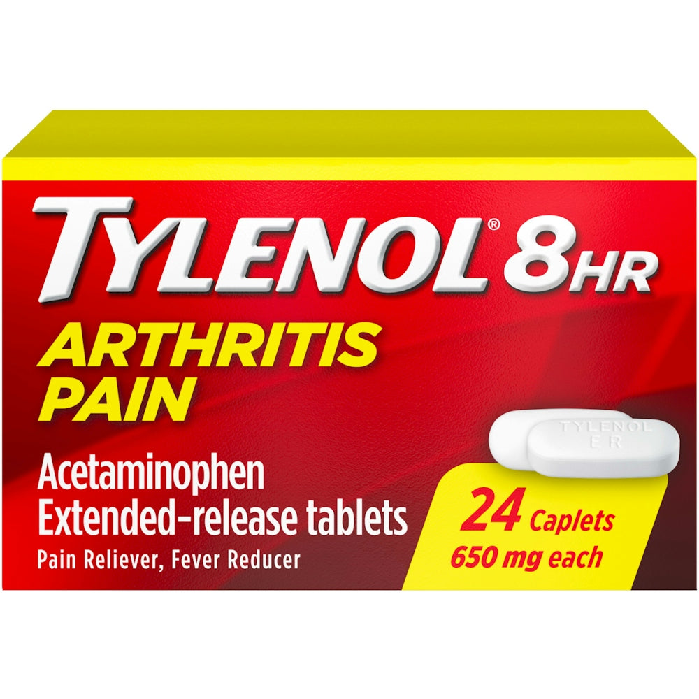 Tylenol 8 Hr Extended-Release Tablets 650 Mg Arthritis Pain Caplets 24 Ea Box