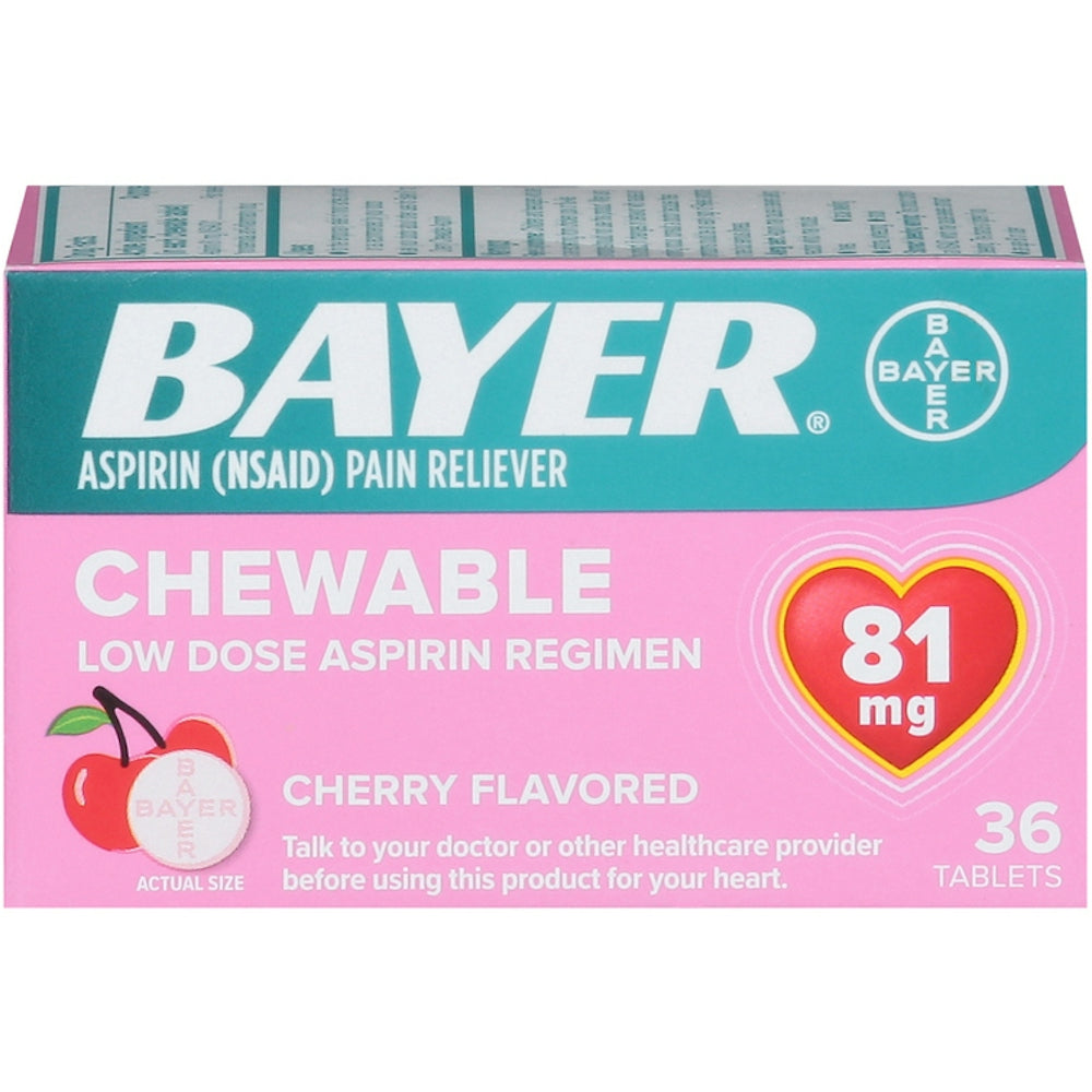 Bayer Aspirin, Low Dose, 81 Mg, Chewable Tablets, Cherry Flavored