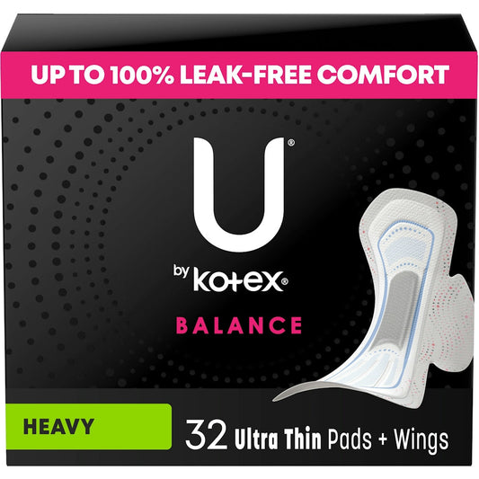 U by Kotex Balance Ultra-Thin Heavy Pads With Wings - Unscented