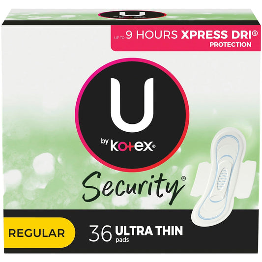 U by Kotex Security Ultra Thin Pads With Wings, Regular