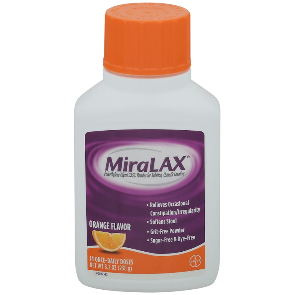 MiraLAX Orange Flavor Powder Laxative, 8.3 Oz