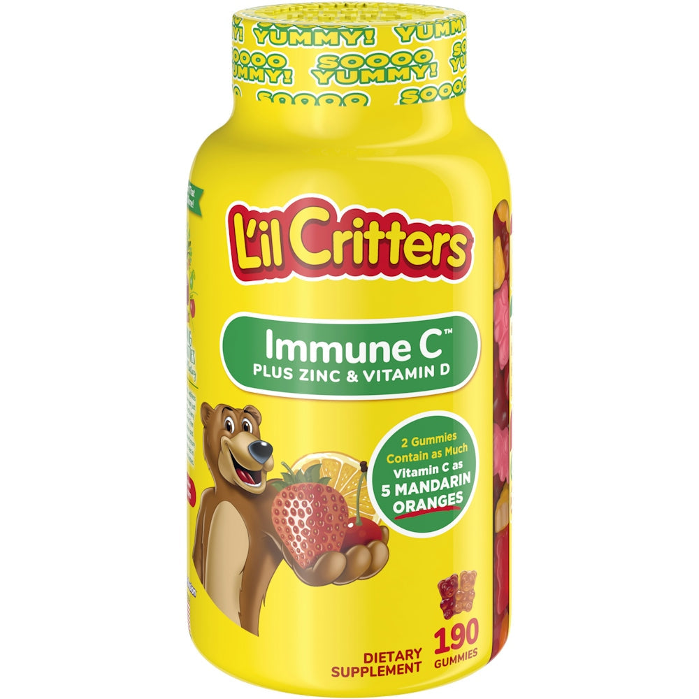 L'il Critters Immune C Plus Zinc Gummy Vitamin Natural Fruit Flavors
