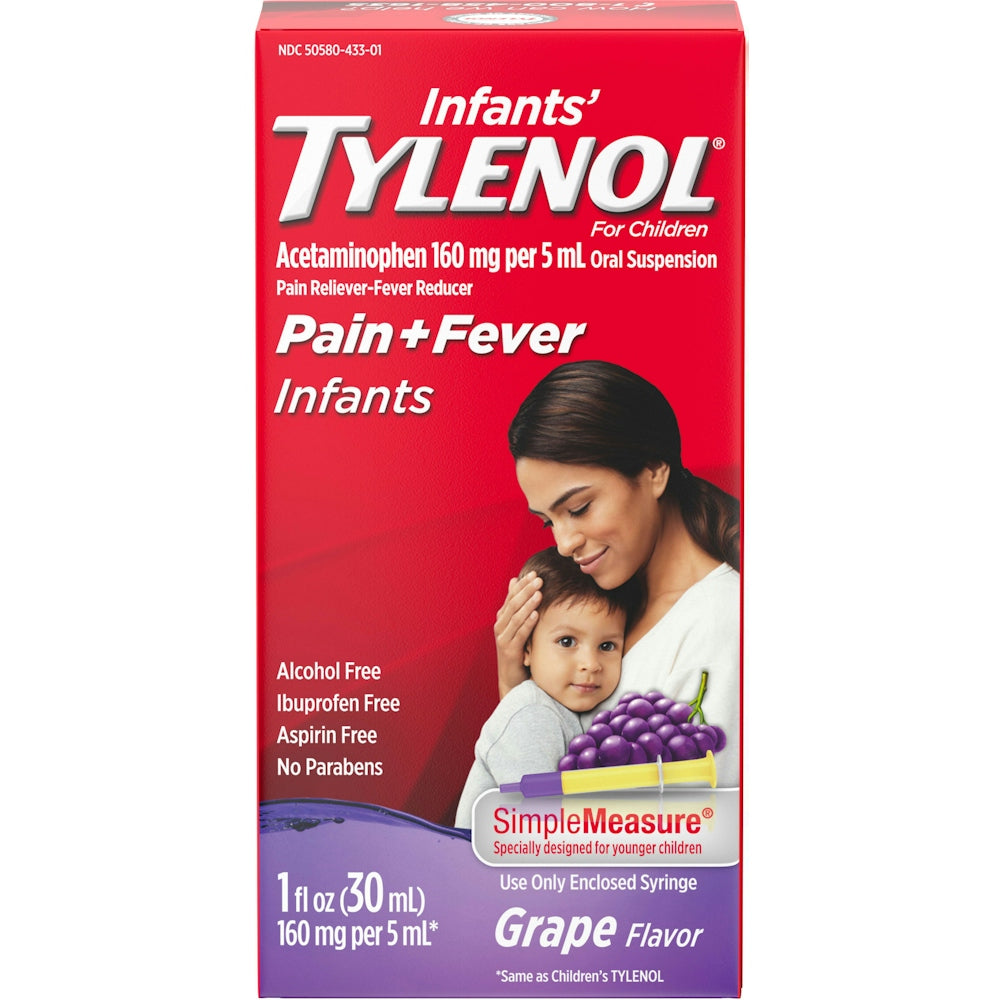 Infant's Tylenol Pain + Fever, 160 Mg, Grape Flavor 1 Fl Oz