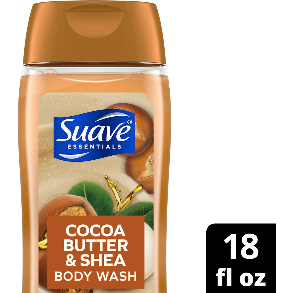 Suave Essentials Cocoa Butter & Shea Gentle Body Wash, 18 Fl Oz
