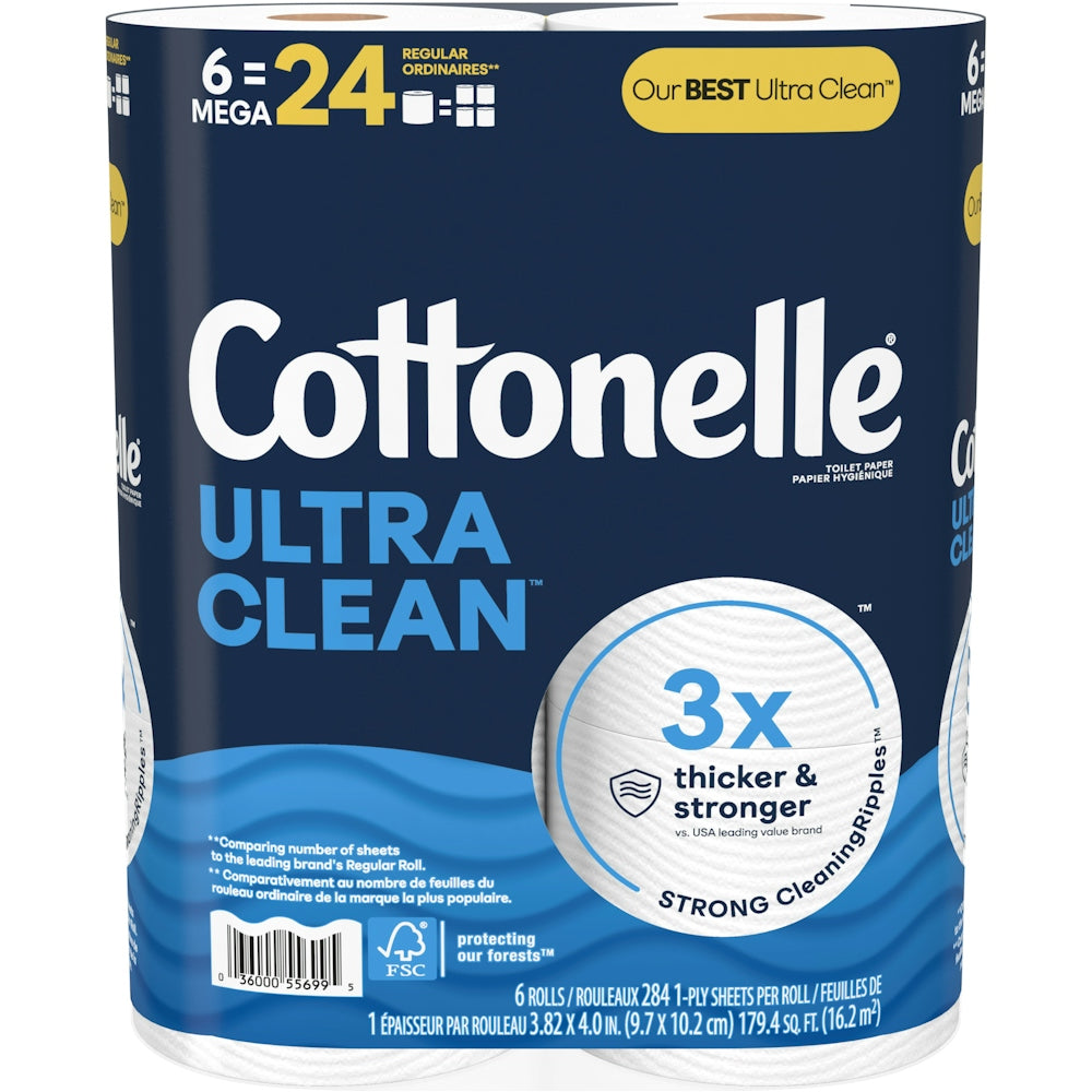 Cottonelle Ultra Clean Toilet Paper 6 Mega Rolls