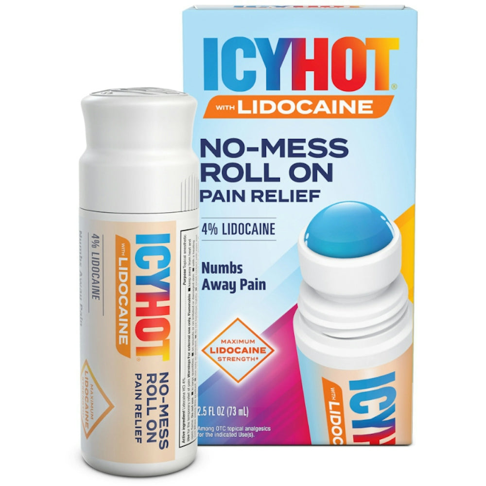 Icy Hot Pain Relief, No Mess, Lidocaine, Maximum Strength, Roll-On 2.5 Fl Oz
