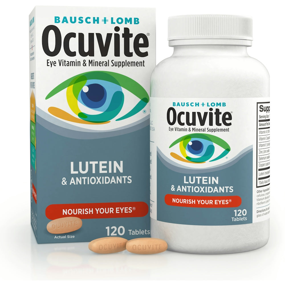 Ocuvite Bausch + Lomb Vitamin & Mineral Supplement Tablets With Lutein, 120 Count Bottle