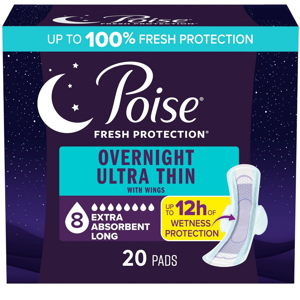 Poise Ultra-Thin With Wings Overnight Pad