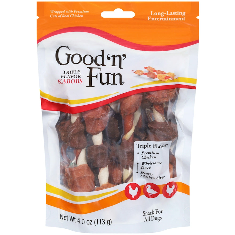 Good 'n' Fun Triple Flavor Kabobs Snack For All Dogs - 4 Ounce