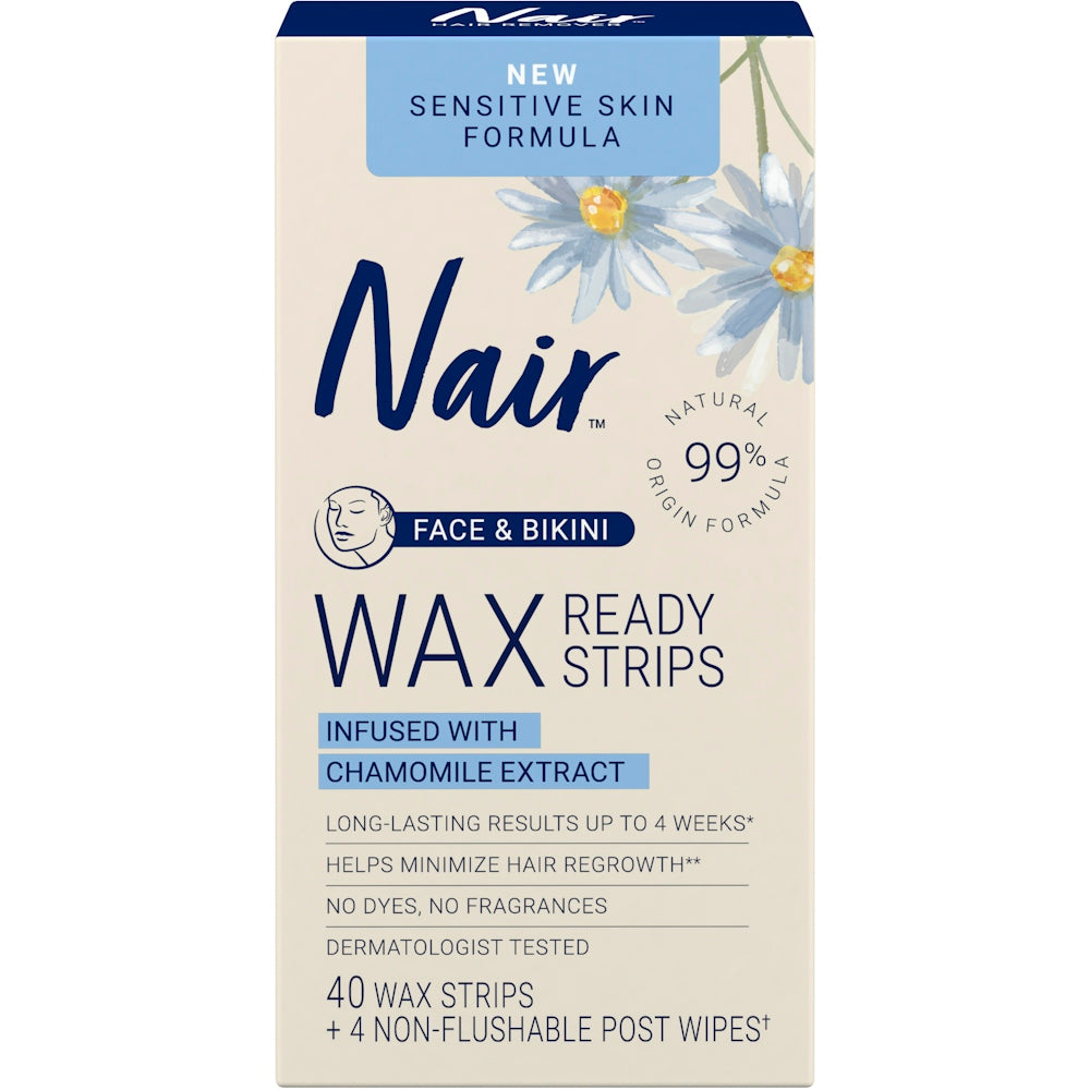 Nair Sensitive Hair Remover Face & Bikini Wax Strips - 40ct