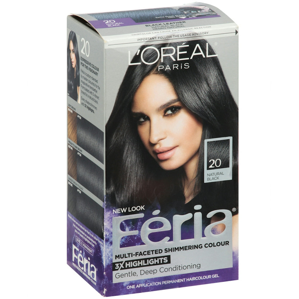 L'Oreal Paris Feria Permanent Hair Colour Gel, Natural Black 20